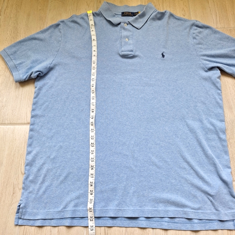 Polo Ralph Lauren Men's Light Blue Short Sleeved Cotton Polo Shirt - Size XLT - Picture 6 of 9